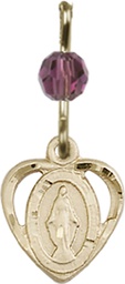 [5401AMGF] 14kt Gold Filled Miraculous Medal with an Amethyst bead