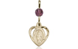 [5401AMGF] 14kt Gold Filled Miraculous Medal with an Amethyst bead