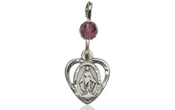 [5401AMSS] Sterling Silver Miraculous Medal with an Amethyst bead