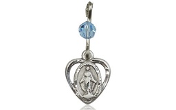 [5401AQSS] Sterling Silver Miraculous Medal with an Aqua bead