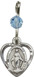 [5401AQSS] Sterling Silver Miraculous Medal with an Aqua bead