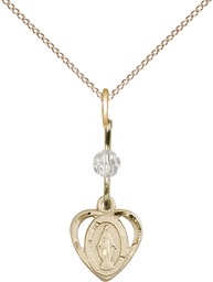 [5401CGF/18GF] 14kt Gold Filled Miraculous Pendant with a Crystal bead on a 18 inch Gold Filled Light Curb chain