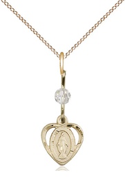 [5401CGF/18GF] 14kt Gold Filled Miraculous Pendant with a Crystal bead on a 18 inch Gold Filled Light Curb chain