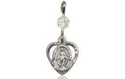 [5401CSS] Sterling Silver Miraculous Medal with a Crystal bead