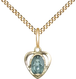 [5401EGF/18G] 14kt Gold Filled Miraculous Heart w/Epoxy Pendant on a 18 inch Gold Plate Light Curb chain