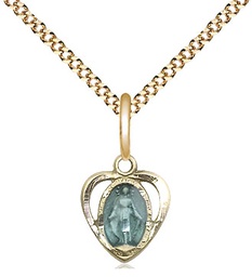 [5401EGF/18G] 14kt Gold Filled Miraculous Heart w/Epoxy Pendant on a 18 inch Gold Plate Light Curb chain