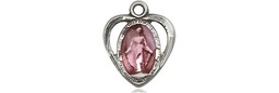 [5401EPSS] Sterling Silver Miraculous Heart w/Epoxy Medal