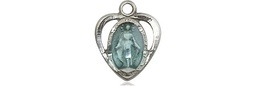 [5401ESSY] Sterling Silver Miraculous Heart w/Epoxy Medal - With Box