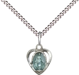 [5401ESS/18S] Sterling Silver Miraculous Heart w/Epoxy Pendant on a 18 inch Light Rhodium Light Curb chain