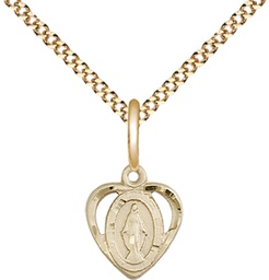 [5401GF/18G] 14kt Gold Filled Miraculous Pendant on a 18 inch Gold Plate Light Curb chain