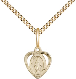 [5401GF/18G] 14kt Gold Filled Miraculous Pendant on a 18 inch Gold Plate Light Curb chain