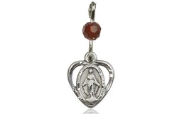 [5401GTSS] Sterling Silver Miraculous Medal with a Garnet bead