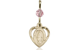 [5401LROGF] 14kt Gold Filled Miraculous Medal with a Light Rose bead