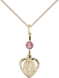 [5401ROGF/18GF] 14kt Gold Filled Miraculous Pendant with a Rose bead on a 18 inch Gold Filled Light Curb chain