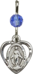 [5401SASS] Sterling Silver Miraculous Medal with a Sapphire bead