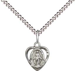 [5401SS/18S] Sterling Silver Miraculous Pendant on a 18 inch Light Rhodium Light Curb chain