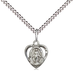 [5401SS/18S] Sterling Silver Miraculous Pendant on a 18 inch Light Rhodium Light Curb chain