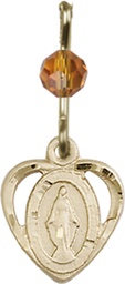 [5401TPGF] 14kt Gold Filled Miraculous Medal with a Topaz bead