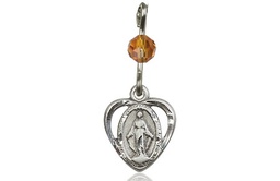 [5401TPSS] Sterling Silver Miraculous Medal with a Topaz bead