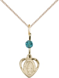 [5401ZCGF/18GF] 14kt Gold Filled Miraculous Pendant with a Zircon bead on a 18 inch Gold Filled Light Curb chain