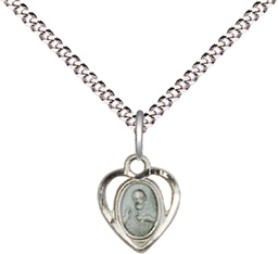 [5402ESS/18S] Sterling Silver Scapular Pendant on a 18 inch Light Rhodium Light Curb chain