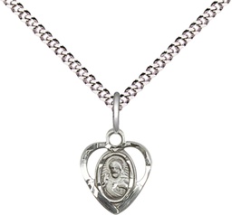 [5402SS/18S] Sterling Silver Scapular Pendant on a 18 inch Light Rhodium Light Curb chain