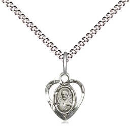 [5402SS/18S] Sterling Silver Scapular Pendant on a 18 inch Light Rhodium Light Curb chain
