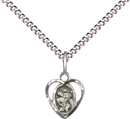 [5403SS/18S] Sterling Silver Saint Christopher Pendant on a 18 inch Light Rhodium Light Curb chain