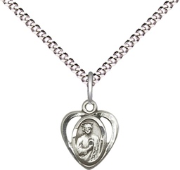 [5404SS/18S] Sterling Silver Saint Jude Pendant on a 18 inch Light Rhodium Light Curb chain