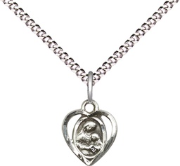 [5405SS/18S] Sterling Silver Saint Ann Pendant on a 18 inch Light Rhodium Light Curb chain