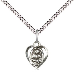 [5405SS/18S] Sterling Silver Saint Ann Pendant on a 18 inch Light Rhodium Light Curb chain
