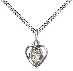 [5406SS/18S] Sterling Silver Saint Joseph Pendant on a 18 inch Light Rhodium Light Curb chain