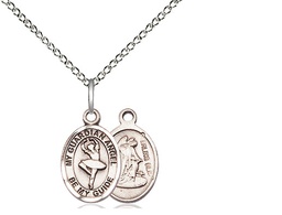 [9712SS/18SS] Sterling Silver Guardian Angel Dance Pendant on a 18 inch Sterling Silver Light Curb chain