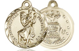 [0192KT1] 14kt Gold Saint Christopher Air Force Medal