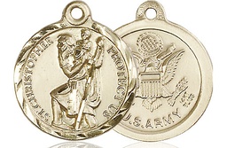 [0192KT2] 14kt Gold Saint Christopher Army Medal