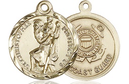 [0192KT3] 14kt Gold Saint Christopher Coast Guard Medal