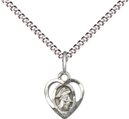 [5407SS/18S] Sterling Silver Guardian Angel Pendant on a 18 inch Light Rhodium Light Curb chain