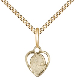 [5409GF/18G] 14kt Gold Filled Saint Theresa Pendant on a 18 inch Gold Plate Light Curb chain