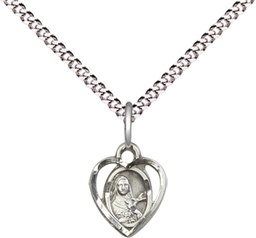 [5409SS/18S] Sterling Silver Saint Theresa Pendant on a 18 inch Light Rhodium Light Curb chain