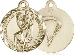 [0192KT7] 14kt Gold Saint Christopher Paratrooper Medal