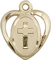 [5411GF] 14kt Gold Filled Heart Cross Medal