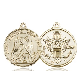 [0201KT2] 14kt Gold Saint Michael Army Medal
