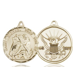 [0201KT6] 14kt Gold Saint Michael Navy Medal