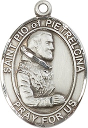 [7125SS] Sterling Silver Saint Pio of Pietrelcina Medal