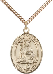 [7126GF/24GF] 14kt Gold Filled Saint Walburga Pendant on a 24 inch Gold Filled Heavy Curb chain