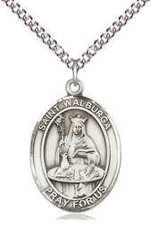 [7126SS/24SS] Sterling Silver Saint Walburga Pendant on a 24 inch Sterling Silver Heavy Curb chain