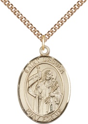 [7127GF/24GF] 14kt Gold Filled Saint Ursula Pendant on a 24 inch Gold Filled Heavy Curb chain