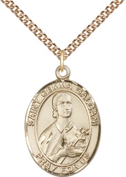 [7130GF/24GF] 14kt Gold Filled Saint Gemma Galgani Pendant on a 24 inch Gold Filled Heavy Curb chain