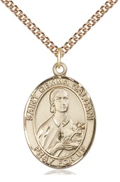 [7130GF/24GF] 14kt Gold Filled Saint Gemma Galgani Pendant on a 24 inch Gold Filled Heavy Curb chain