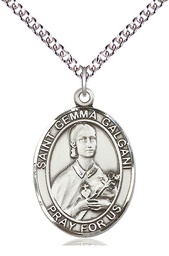 [7130SS/24SS] Sterling Silver Saint Gemma Galgani Pendant on a 24 inch Sterling Silver Heavy Curb chain
